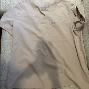 Figs Womens Beige Short Sleeve scrub top